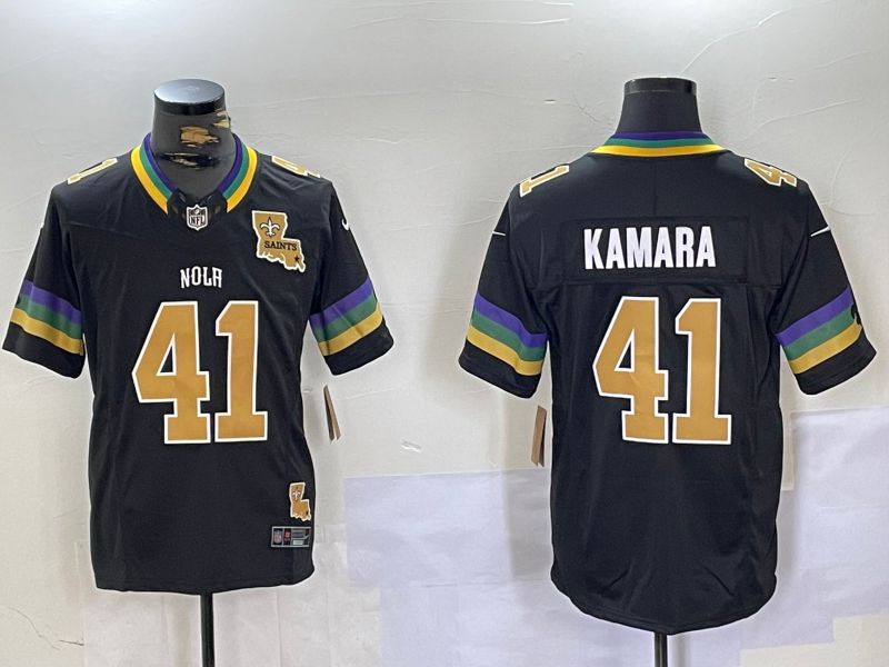 Men New Orleans Saints #41 Kamara Black Three generations 2024 Nike Vapor Limited NFL Jersey style 1